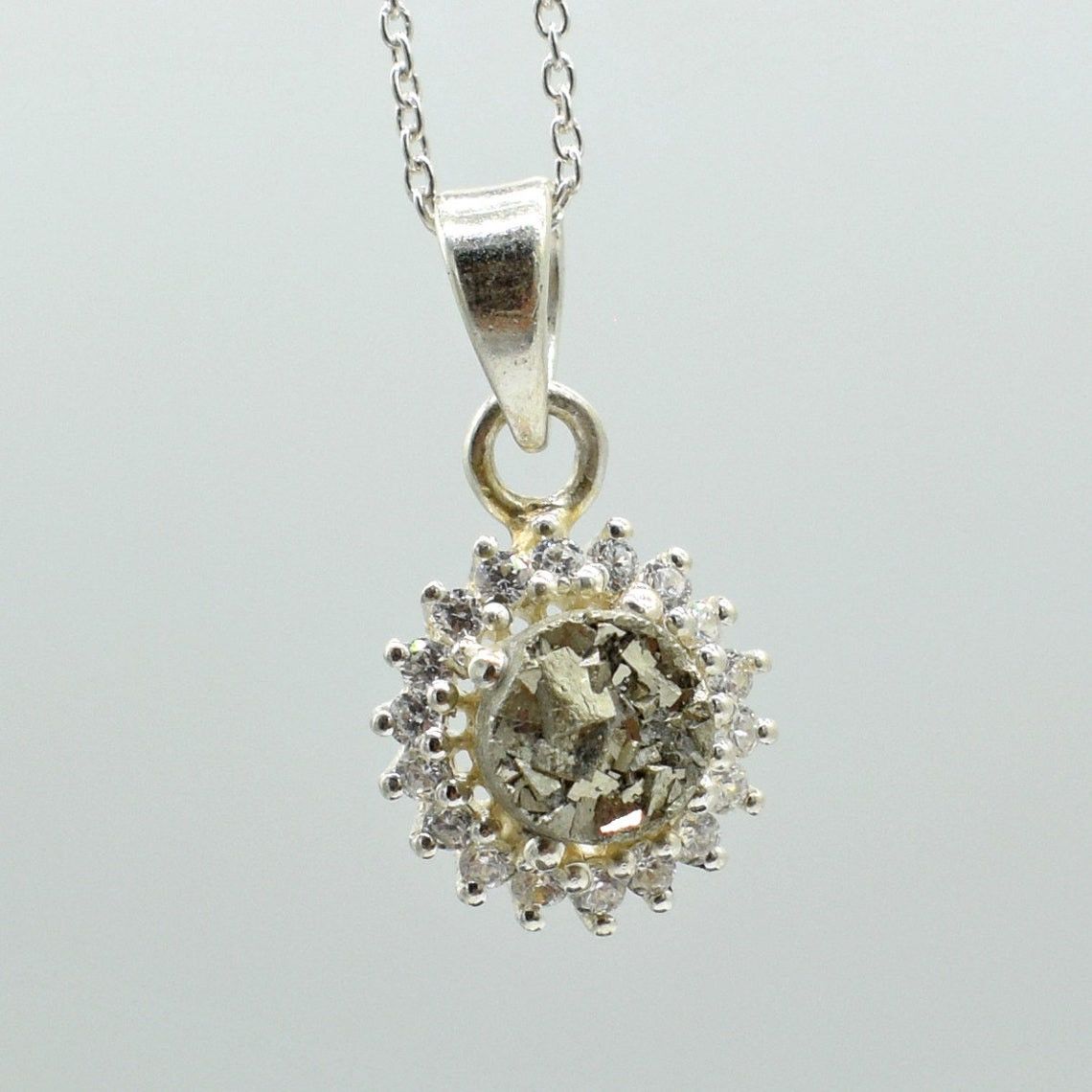 Handmade Pyrite Gemstone 925 K Silver Pendant Necklace - 18 Inch Size ONE SIZE - 4 Thumbnail