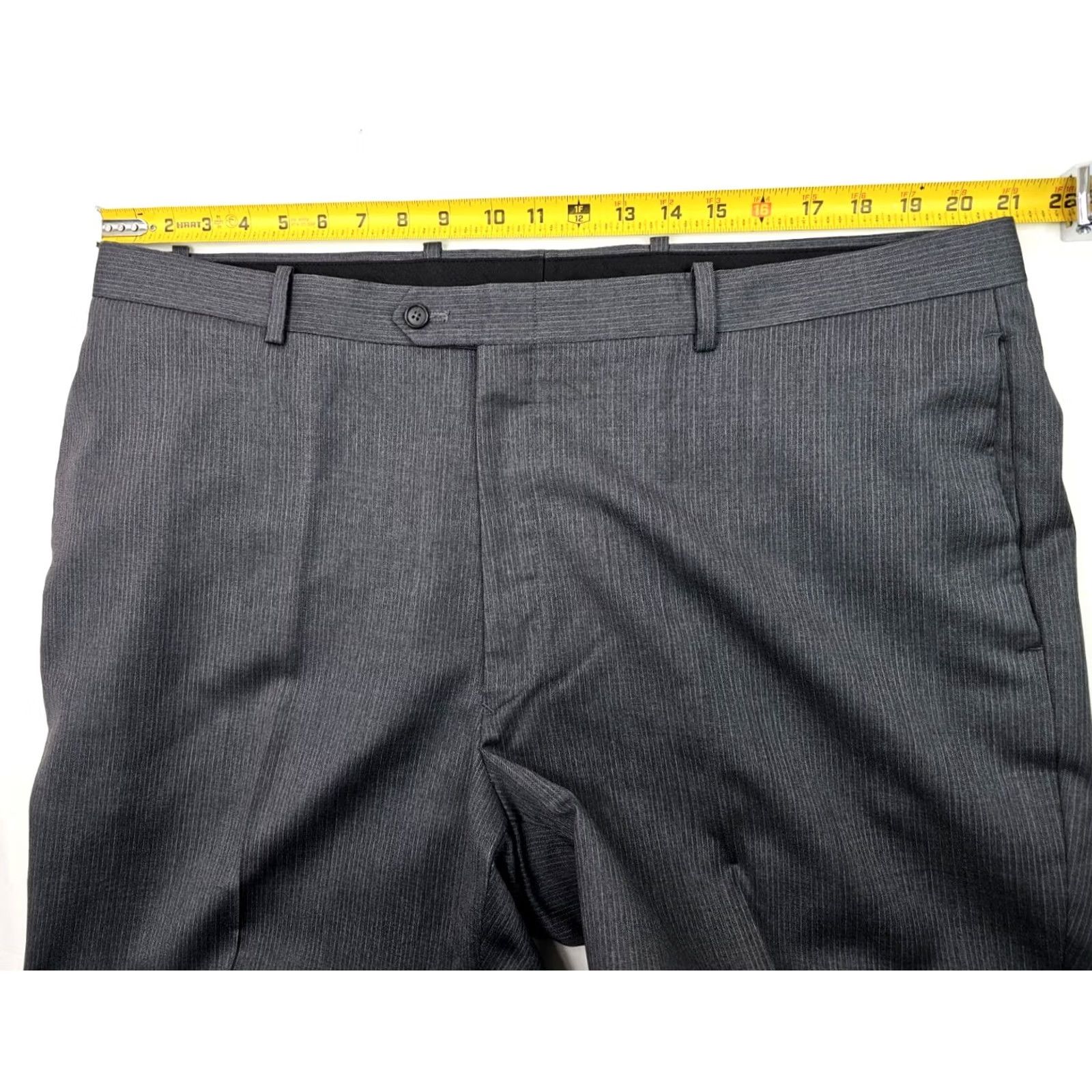Alfani Alfani Gray Pinstripe Cashmere Wool Blend Pants Men 42x31 Flat Front Cuffed EUC - Regular Fit, Dress Pants, Business, Formal, Casual Size US 42 / EU 58 - 7 Thumbnail
