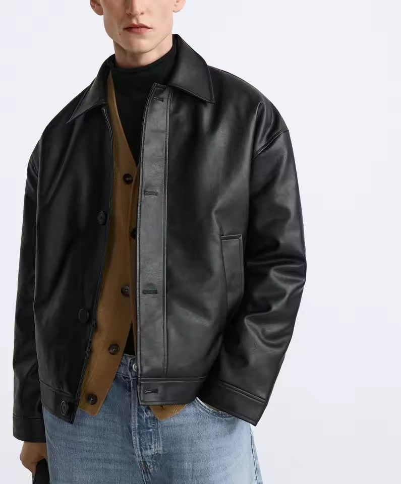 Other Casual PU Leather Loose Basic Black Jacket Size US M / EU 48-50 / 2 - 5 Thumbnail