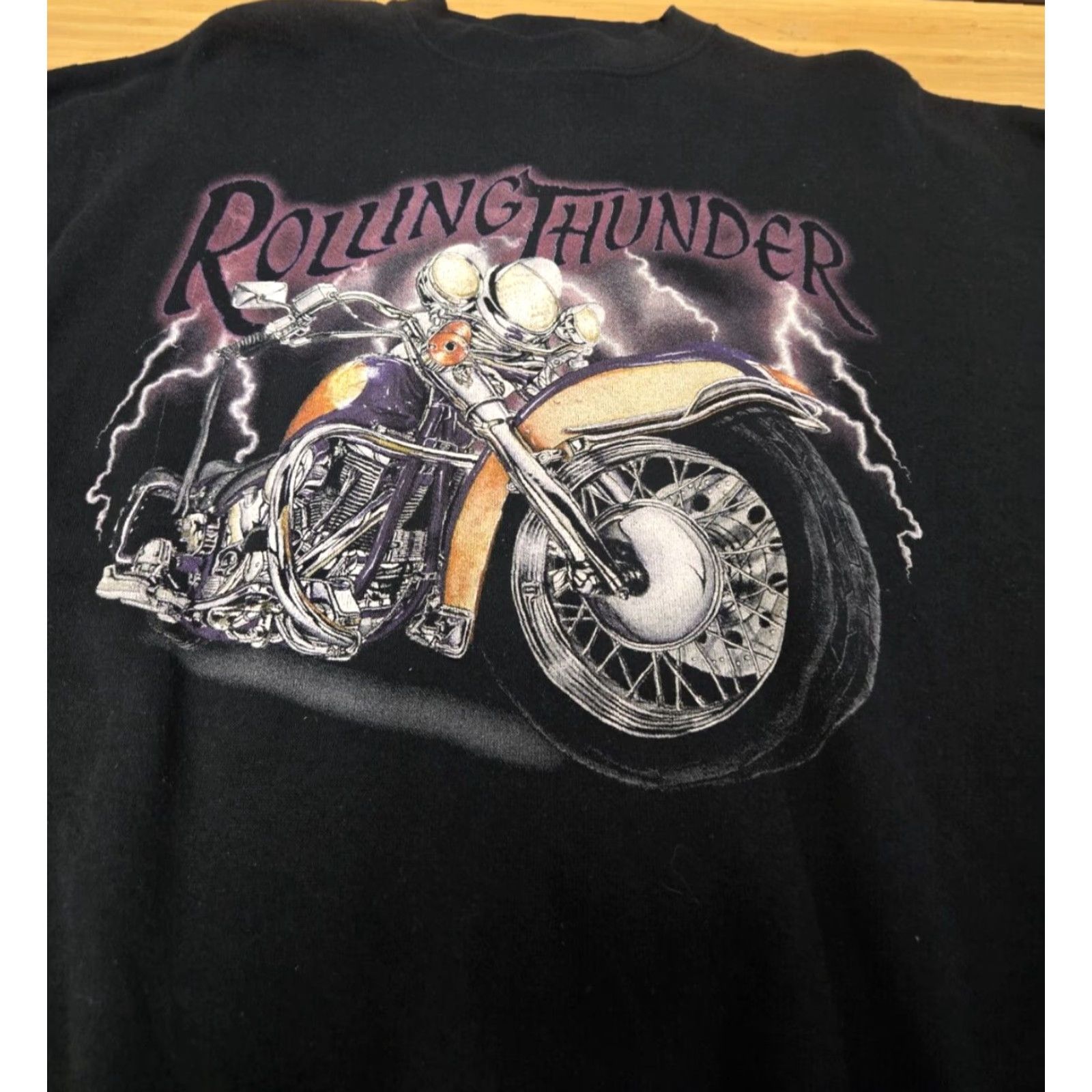 Tultex VINTAGE Tultex Sweatshirt Mens Black Graphic Print 90s Biker Motorcycle XL Flaw Size US XL / EU 56 / 4 - 4 Thumbnail