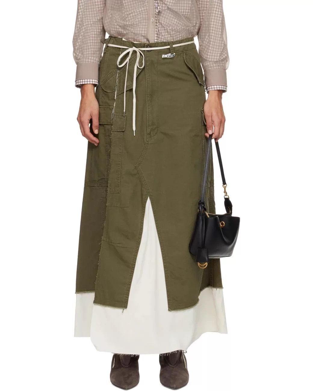 Maison MIHARA YASUHIRO Mihara Yasuhiro 23ss Olive colorblocked Cargo Skirt 38 Size 26" / US 2 / IT 38 - 2 Thumbnail