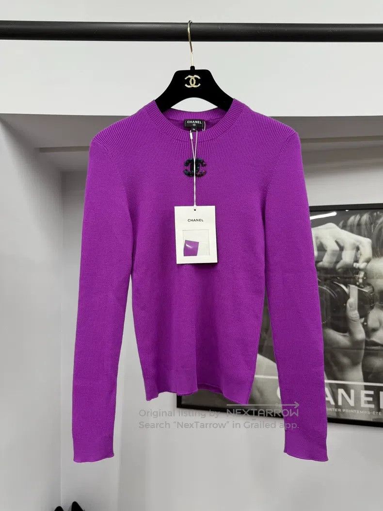 Chanel Chanel Purple wool knitted long sleeves Size XS / US 0-2 / IT 36-38 - 1 Thumbnail