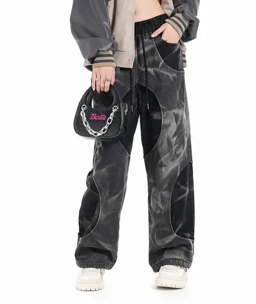 Jean Two Piece Black Baggy Jeans Size US 33 - 2 Thumbnail