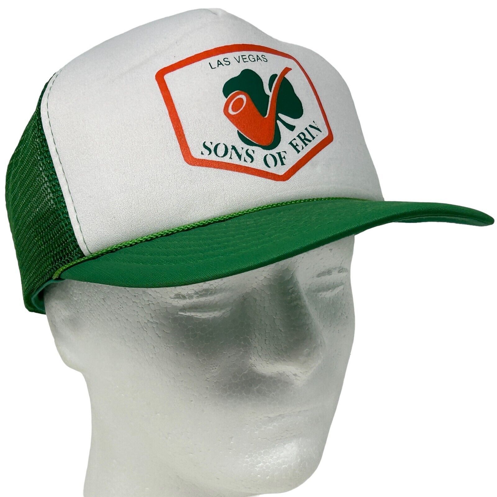 Vintage Vintage 90s Sons of Erin Las Vegas Trucker Hat Cap Green Size ONE SIZE - 10 Thumbnail