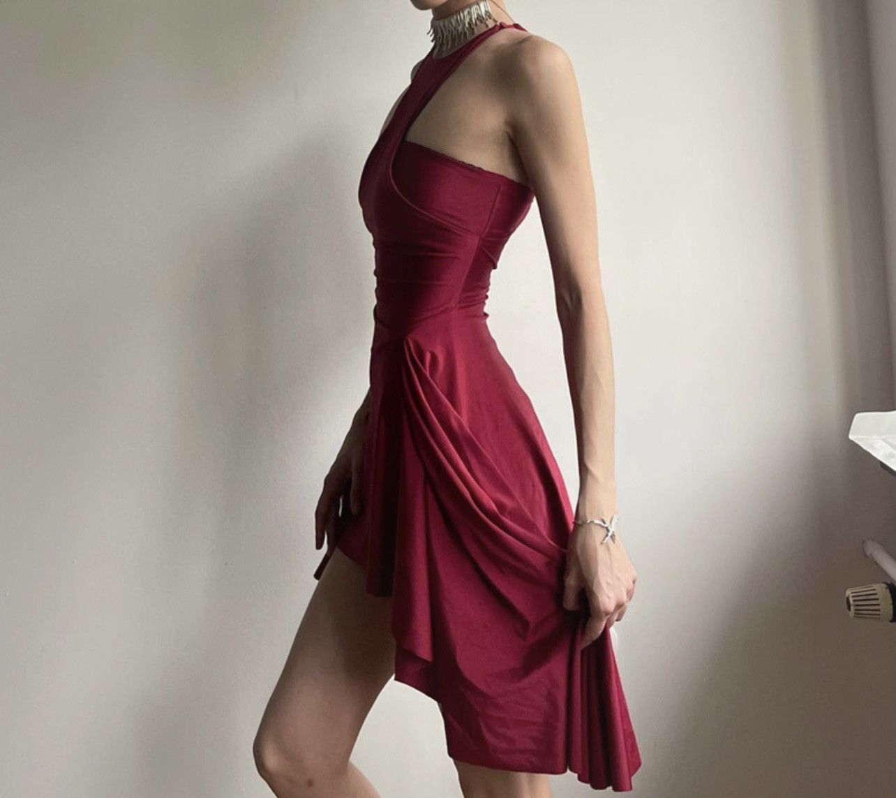Other Red asymmetrical mini dress coquette ellegant dancing Size XS / US 0-2 / IT 36-38 - 6 Thumbnail