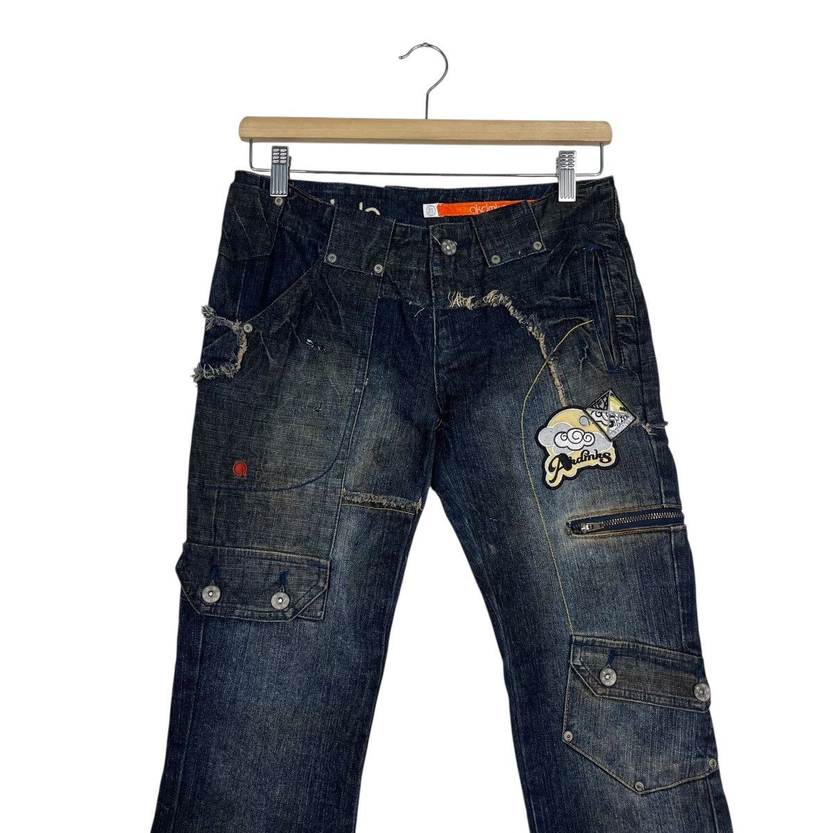 Japanese Brand Vintage Akdmks Tactical Rare Design Flare Denim Jeans Size 29" - 3 Thumbnail