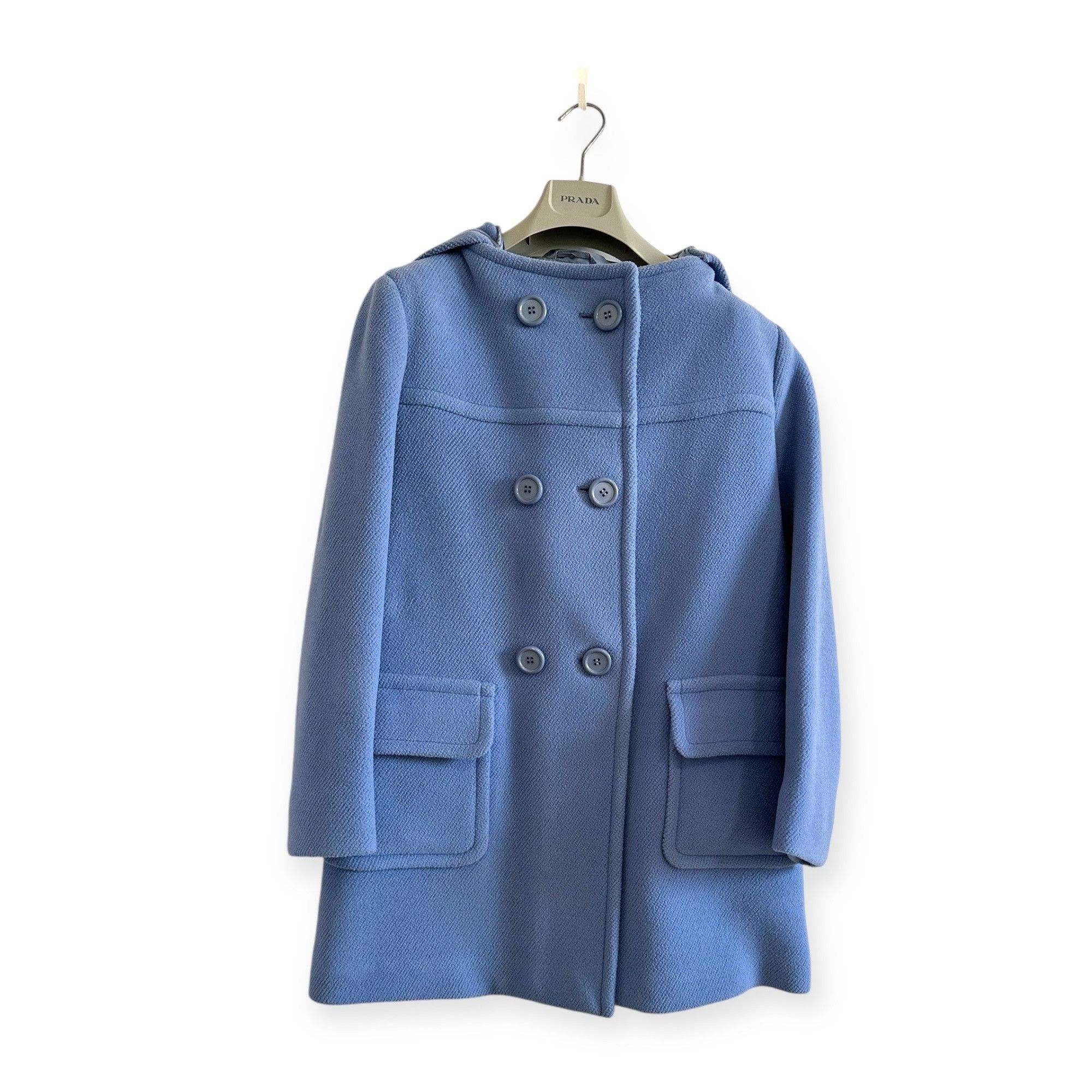 Prada Prada Blue Wool Double Breasted Coat, Size 46 Italy, Hooded Size L / US 10 / IT 46 - 5 Thumbnail