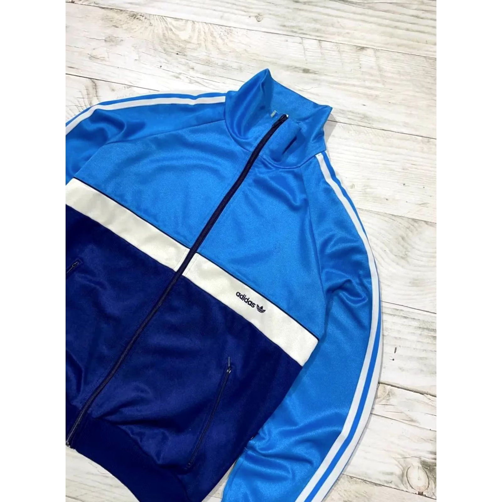 Adidas VINTAGE adidas Tracksuit Jacket Pant 2 Piece Men Size M Blue 80s Size 40R - 3 Thumbnail