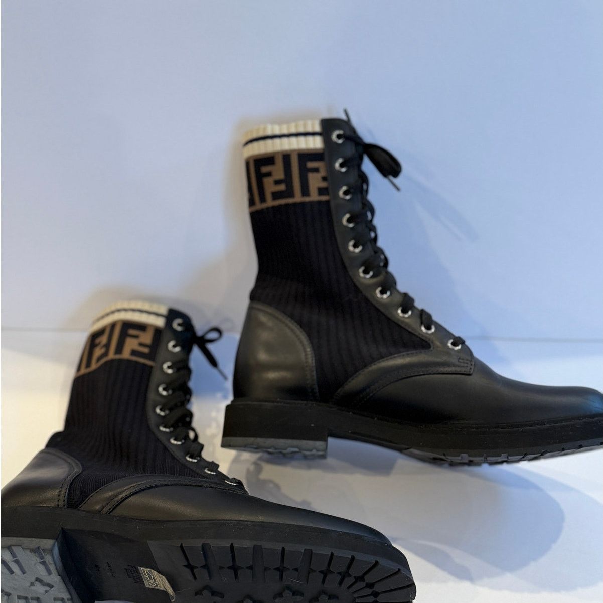 Fendi Fendi Leather Combat Boot with FF Cuff Size 40.5 Size US 9.5 / IT 39.5 - 7 Thumbnail