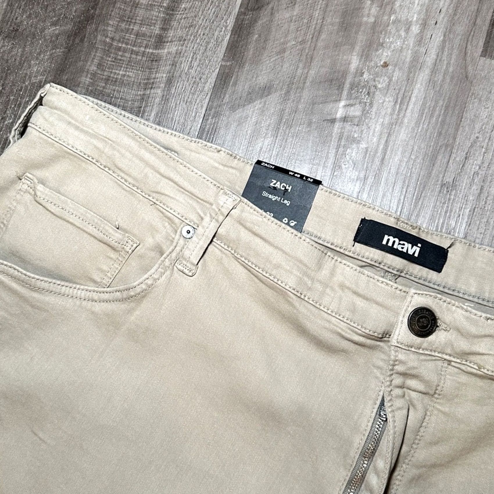 Mavi Mavi Zach Straight Leg Stone Washed Comfort Jeans 46x32 Mens Tan Khaki 92% Cotton 6% Polyester 2% Spandex NWT Size US 30 / EU 46 - 6 Thumbnail