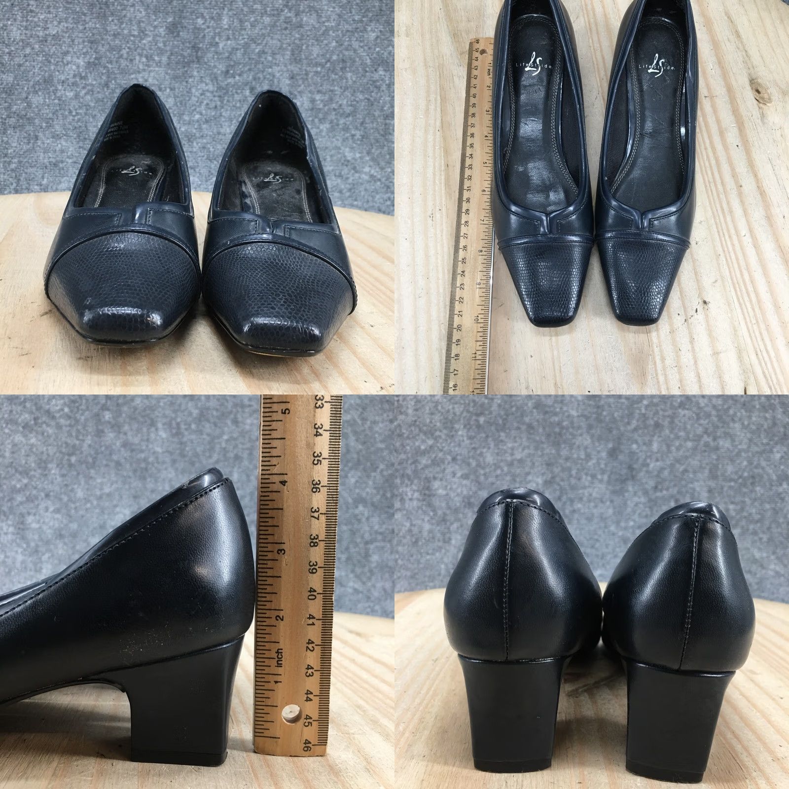 Vintage LifeStride Cap Womens Blue Heels Jermaine Slip Toe Pumps Faux Leather Size ONE SIZE - 8 Thumbnail