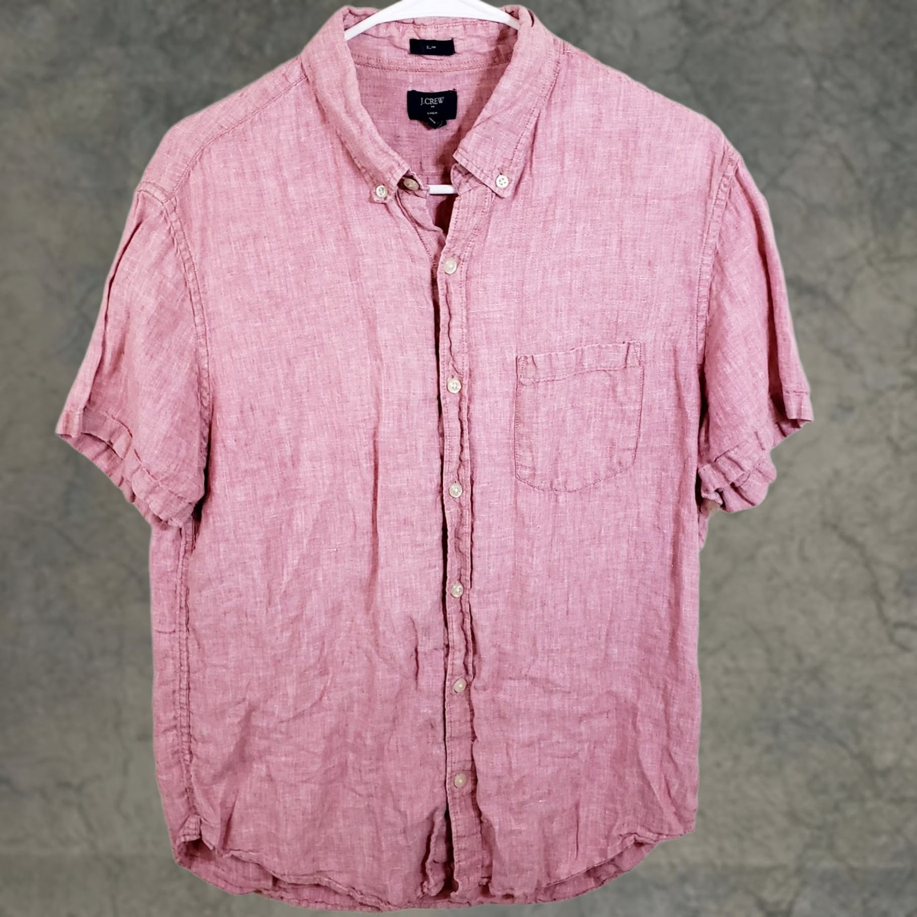 J.Crew J. Crew Shirt Mens L Pink Slim Fit 100% Linen Short Sleeve Button-Up Collared N/A Size US L / EU 52-54 / 3 - 1 Thumbnail