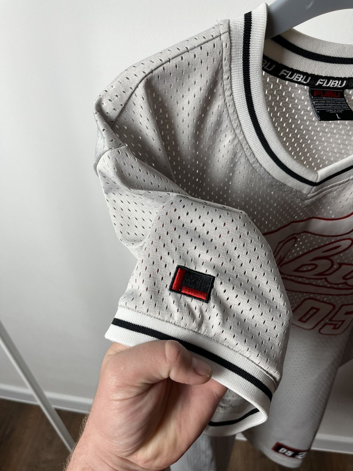 Fubu FUBU 05 Jersey Style Mesh Shirt White Red Hip Hop Y2K Size L Size US L / EU 52-54 / 3 - 7 Thumbnail