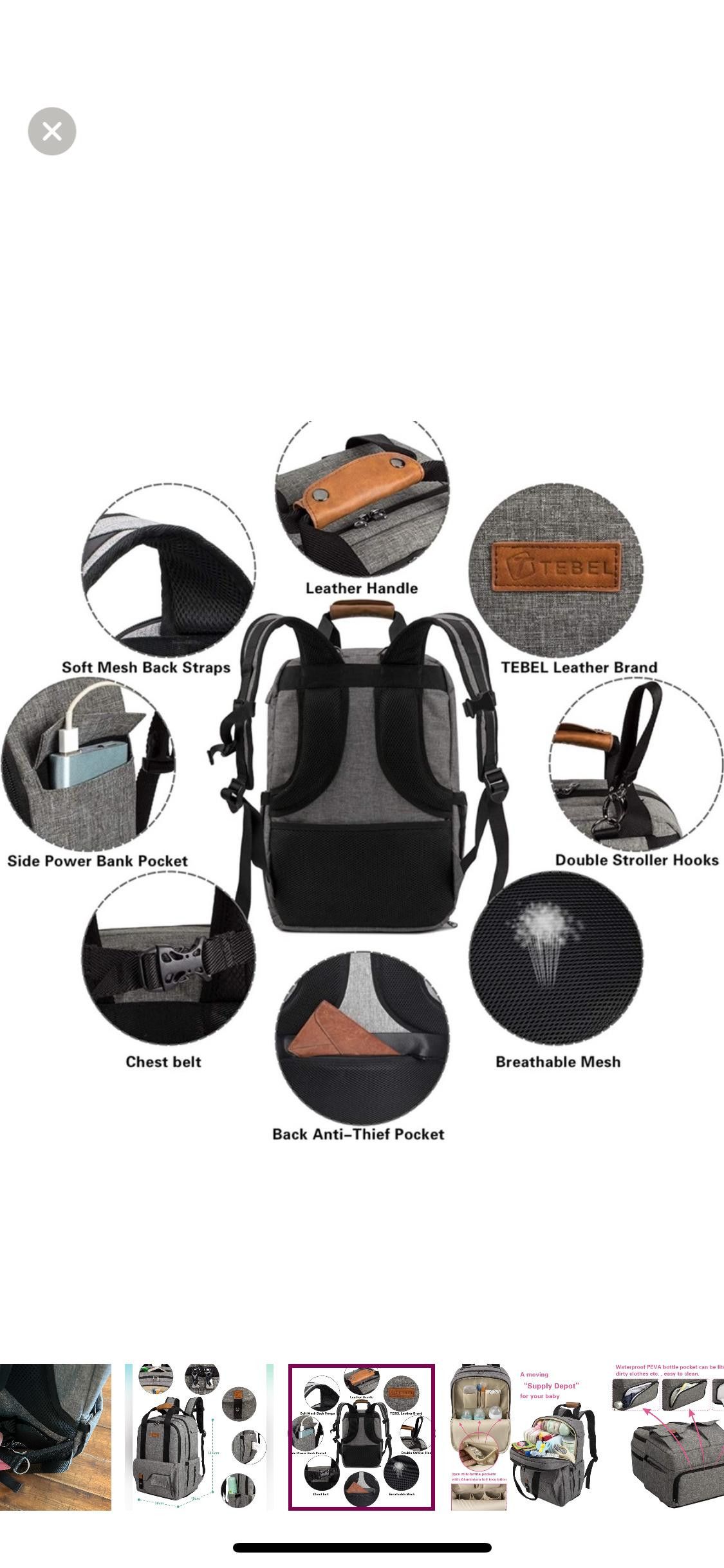 Designer TEBEL Stylish Gray Backpack with Versatile Compartments Size ONE SIZE - 4 Thumbnail