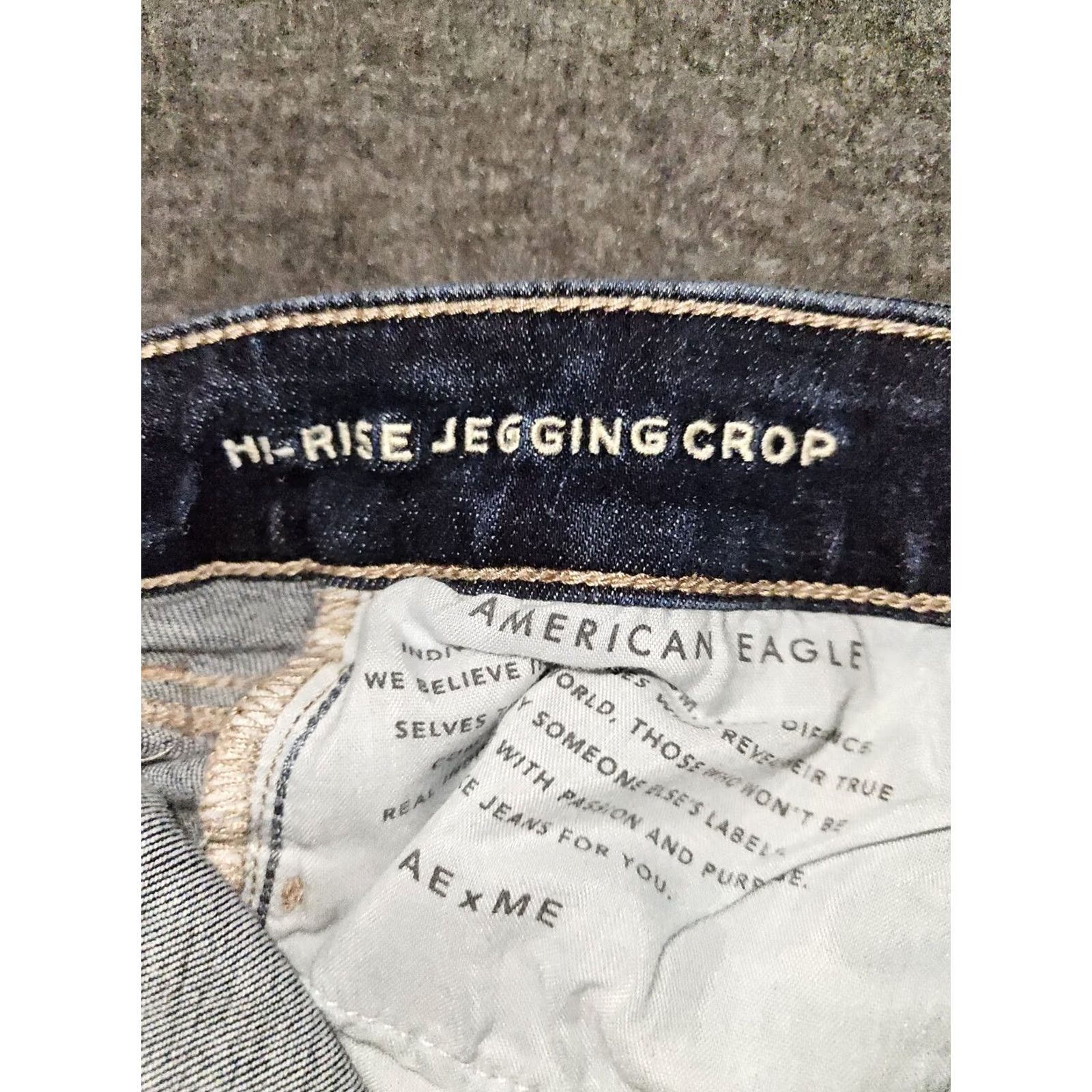 American Eagle Outfitters VINTAGE American Eagle Outfitters Hi Rise Jeggings Crop Women's 4 Blue Stretch Distressed Preppy Size 27" / US 4 / IT 40 - 4 Thumbnail