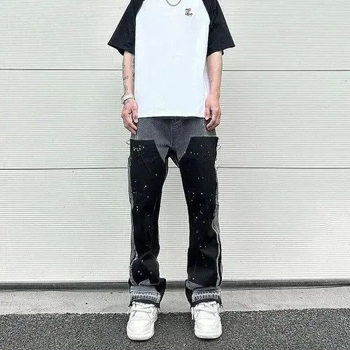 Jean Black Graffiti Wide Jeans Size US 32 / EU 48 - 7 Thumbnail
