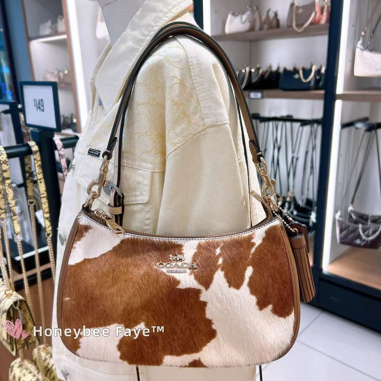 Coach Teri Shoulder Bag In Haircalf With Cow Print CDW45 Size ONE SIZE - 2 Thumbnail