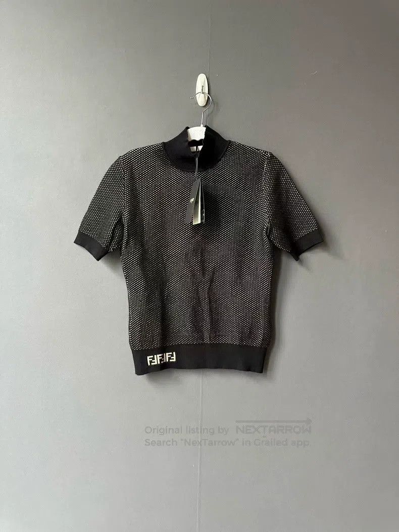 Fendi Fendi Black High Neck Double F Knit Short Sleeve Size XS / US 0-2 / IT 36-38 - 1 Thumbnail