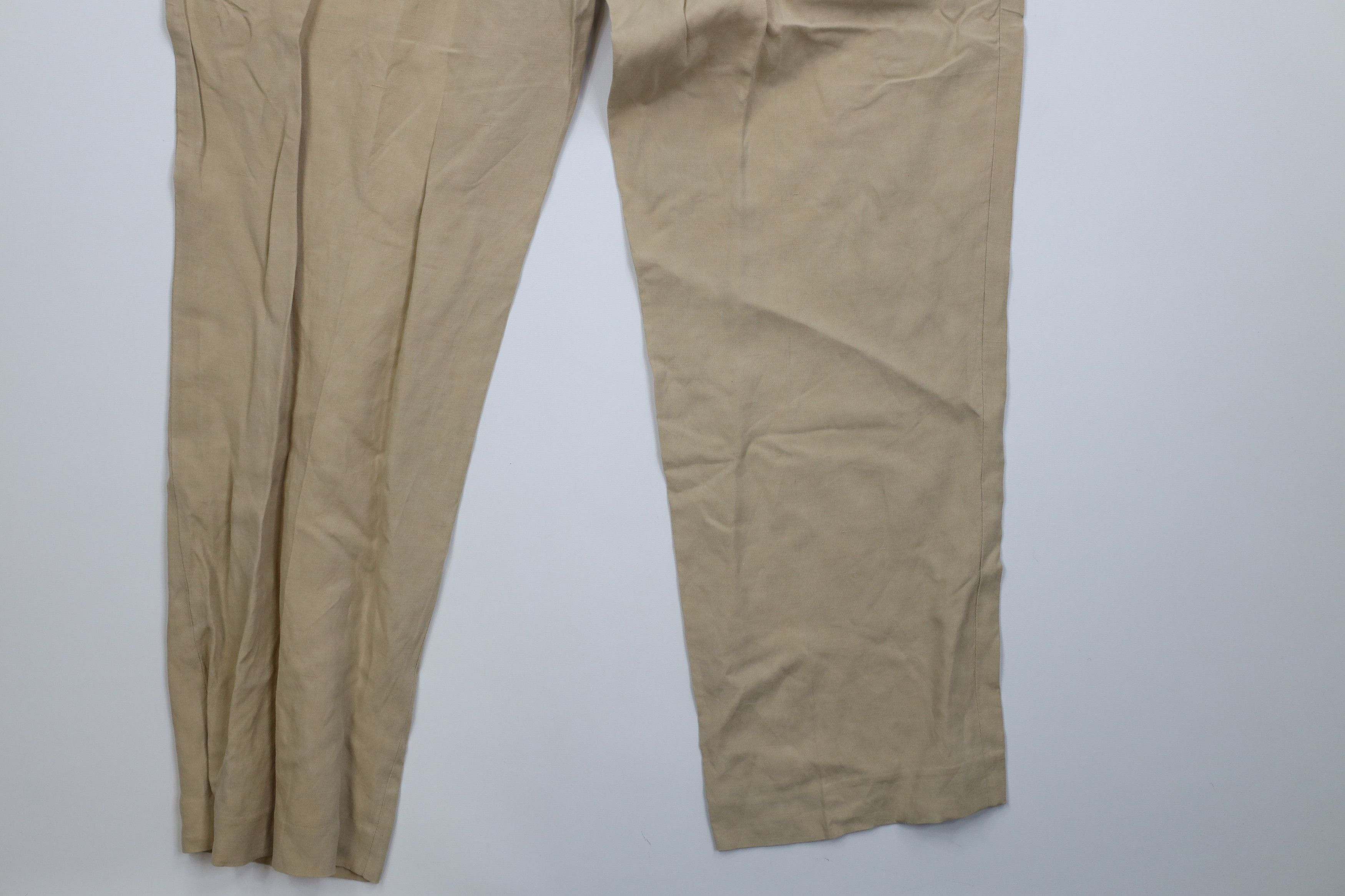 Ralph Lauren Vintage 90s Ralph Lauren Linen Wide Leg Chino Pants Beige Size US 36 / EU 52 - 14 Thumbnail