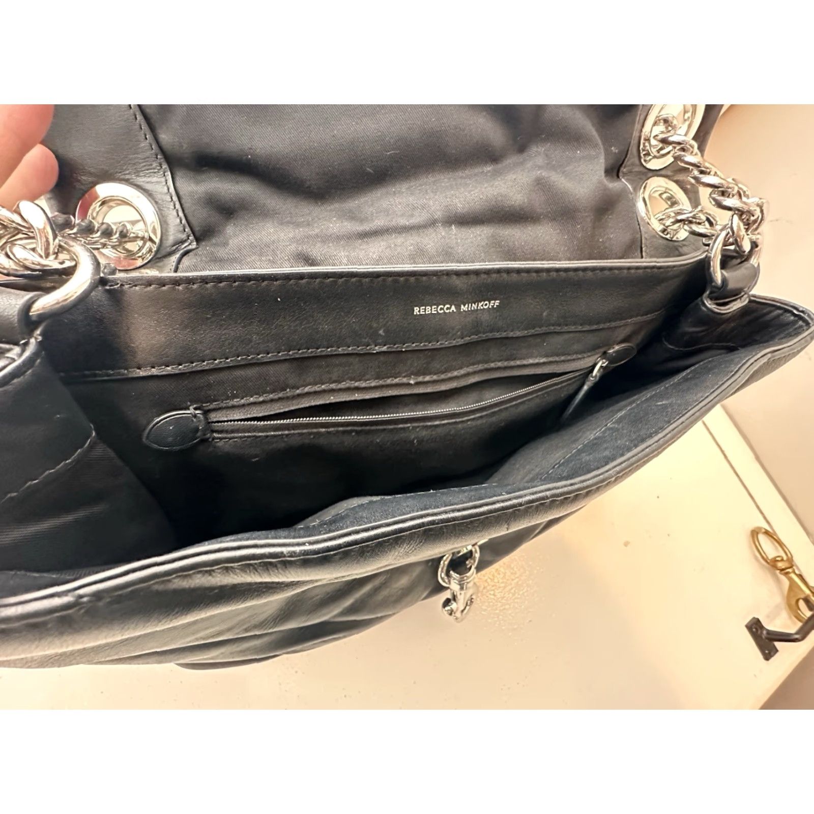 Rebecca Minkoff Rebecca Minkoff Edie Shoulder Bag Medium Black Leather Quilted Flap Bag Womens Size ONE SIZE - 2 Thumbnail