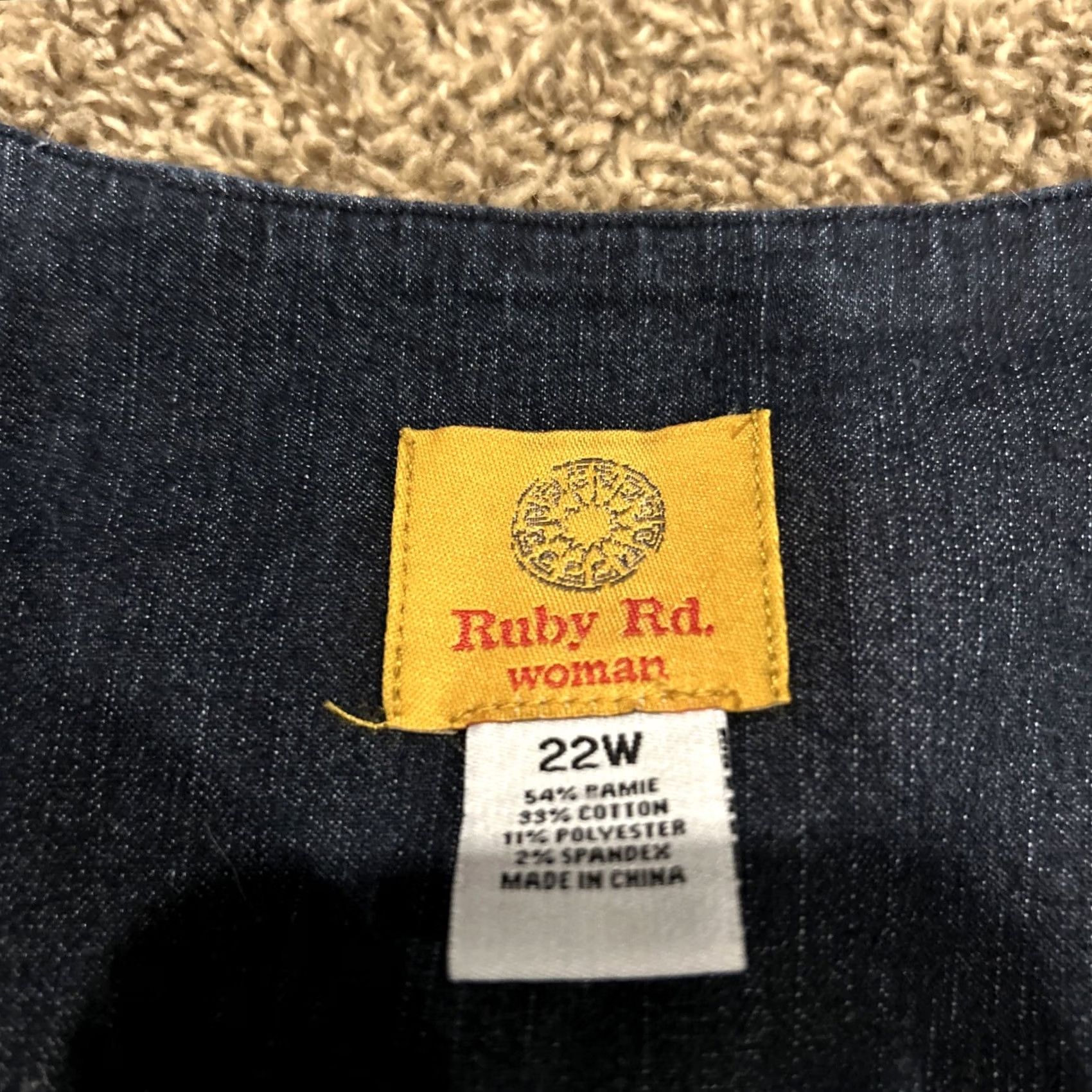 Vintage Ruby Rd Women’s 22W Blue Denim Zip Up Jacket Ramie Blend Jacket Plus Size Short Front Pockets Vintage No? Size 3XL / US 20-22 - 3 Thumbnail