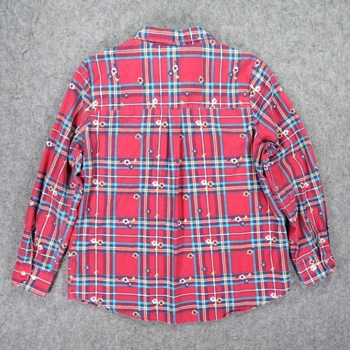 Vintage American Sweetheart Button Up Shirt Womens Large Red Plaid Floral Flannel Size L / US 10 / IT 46 - 2 Thumbnail