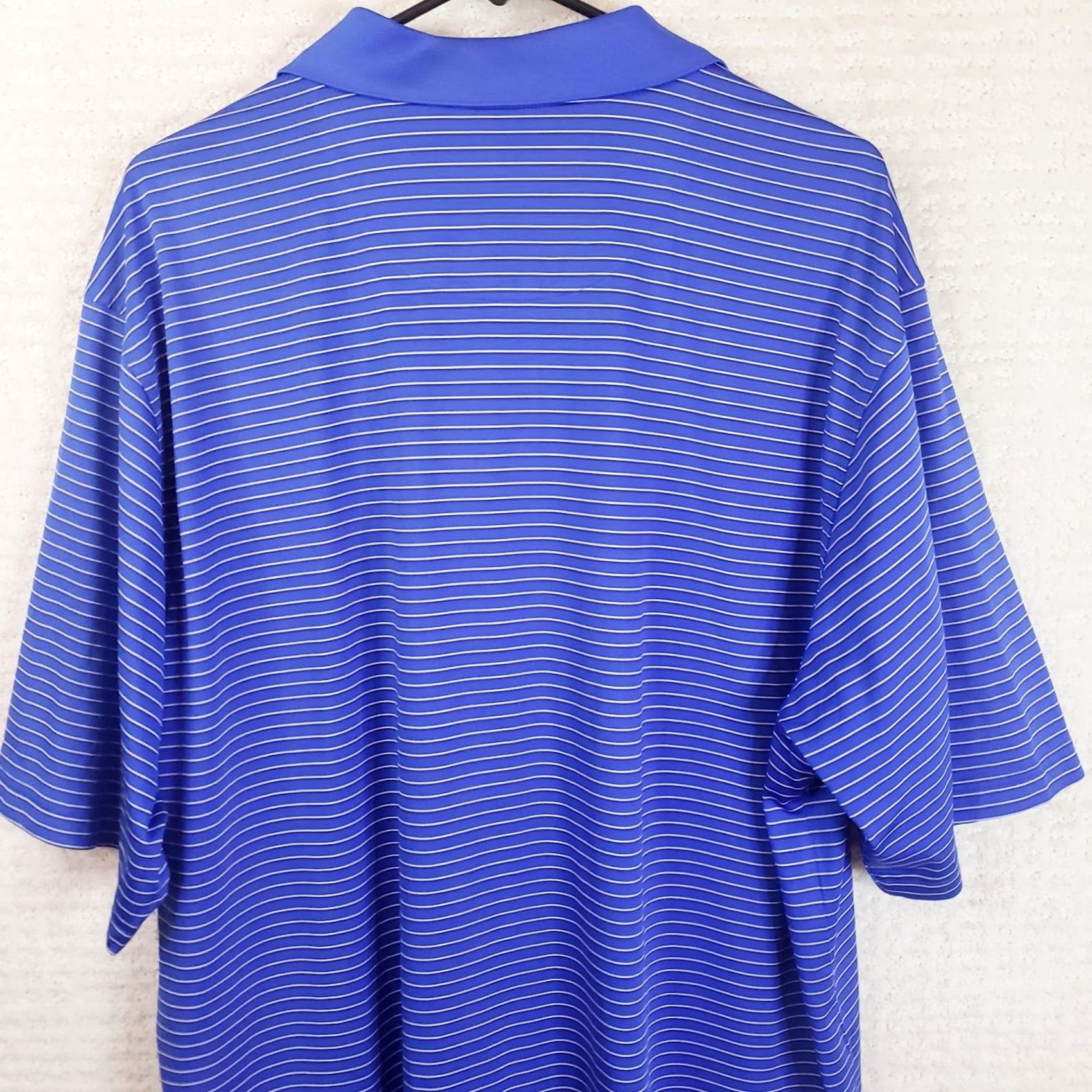 Vintage Donald Ross Polo Shirt Men XL Blue White Striped Short Sleeve Golf Performance T Shirt Polo Hat? Size US XL / EU 56 / 4 - 7 Thumbnail