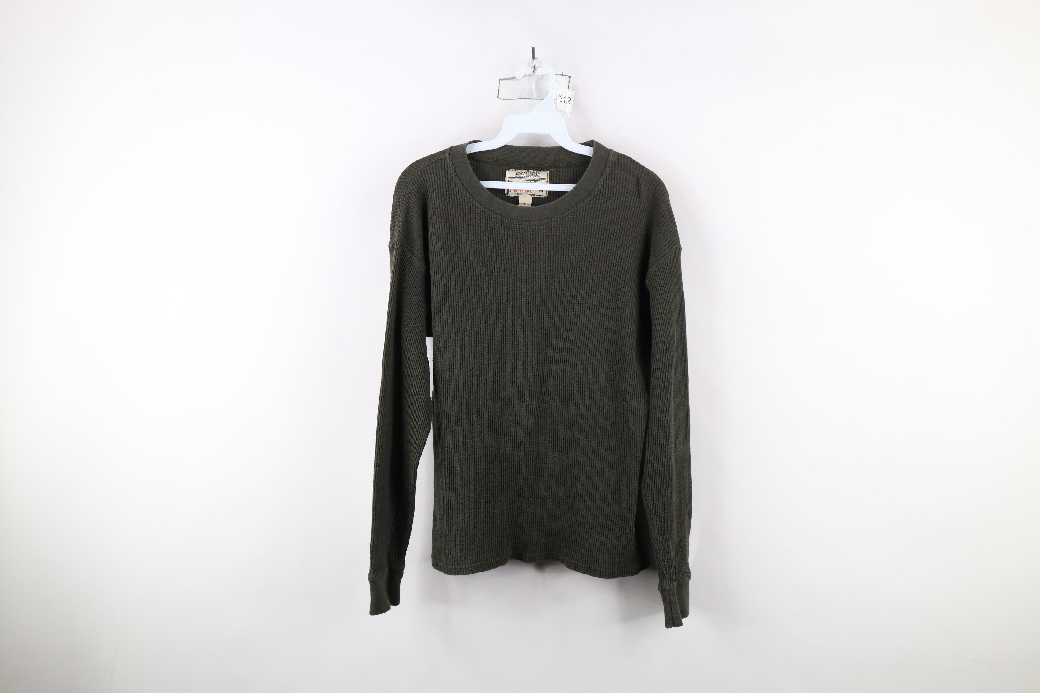 Vintage Vintage 90s Streetwear Waffle Knit Long Sleeve T-Shirt Olive Size US M / EU 48-50 / 2 - 1 Thumbnail