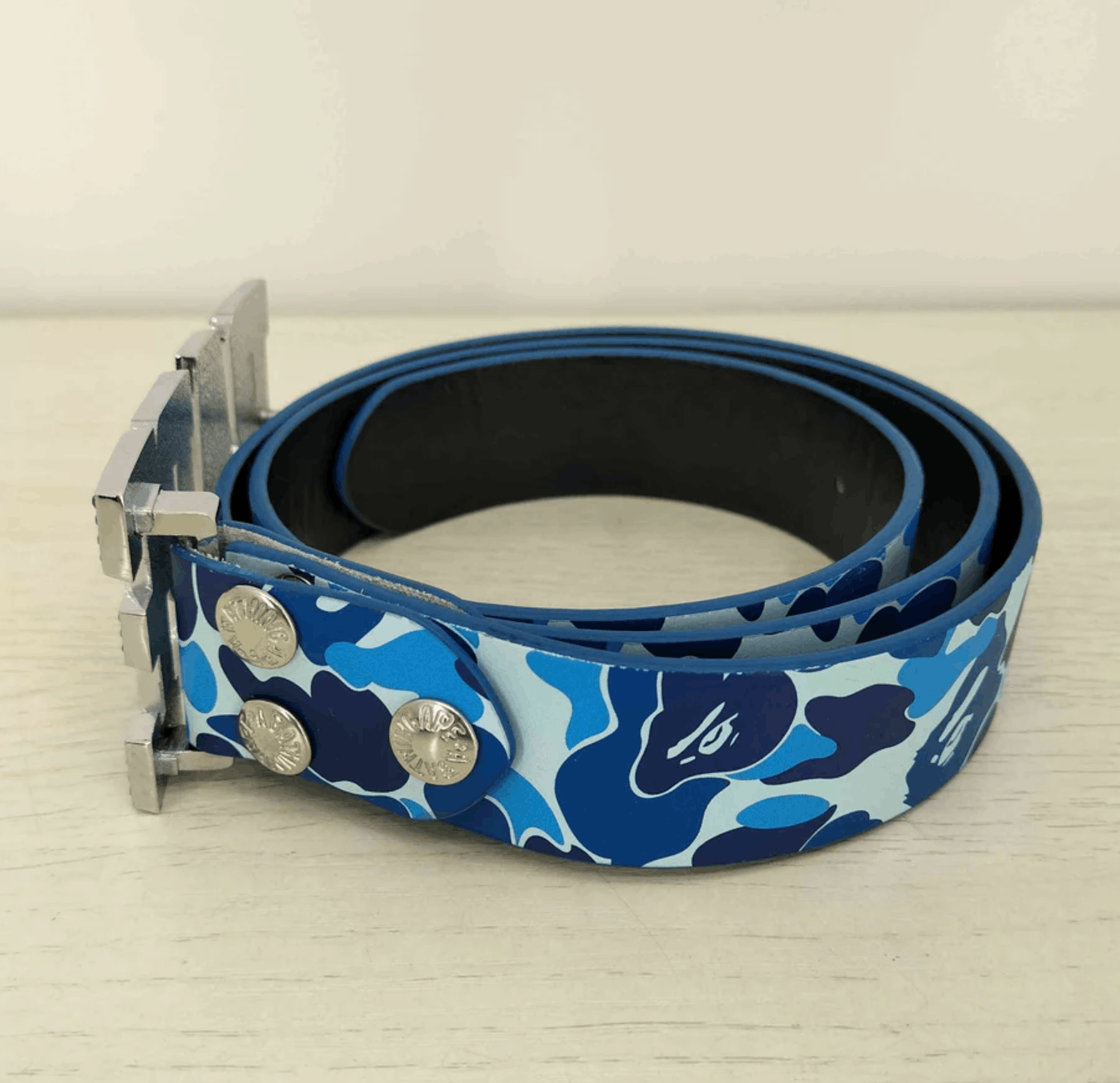 Bape BAPE 24aw ABC BLUE COMO Swarovski stone LETHER BELT L Size 36 - 2 Thumbnail