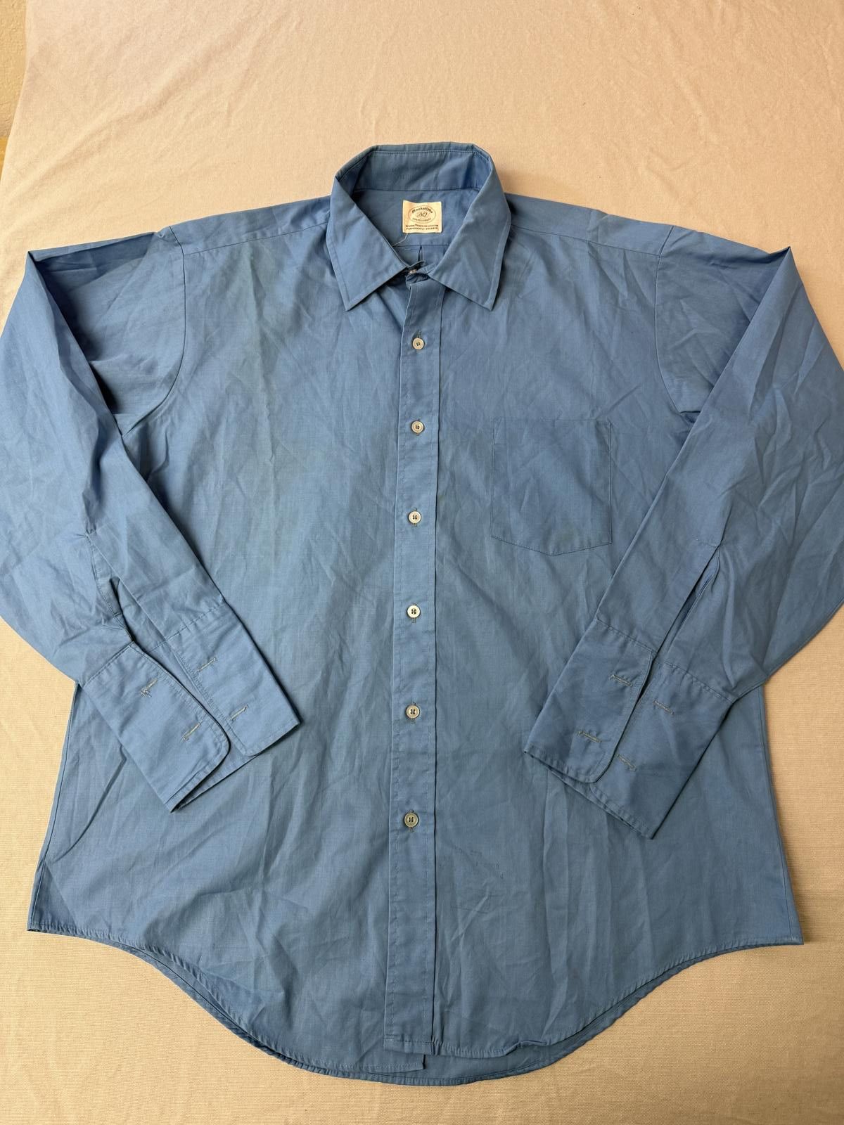 Designer VTG Manhattan DQ Traditionals Blue LS Button Up XL Size 44R - 1 Thumbnail