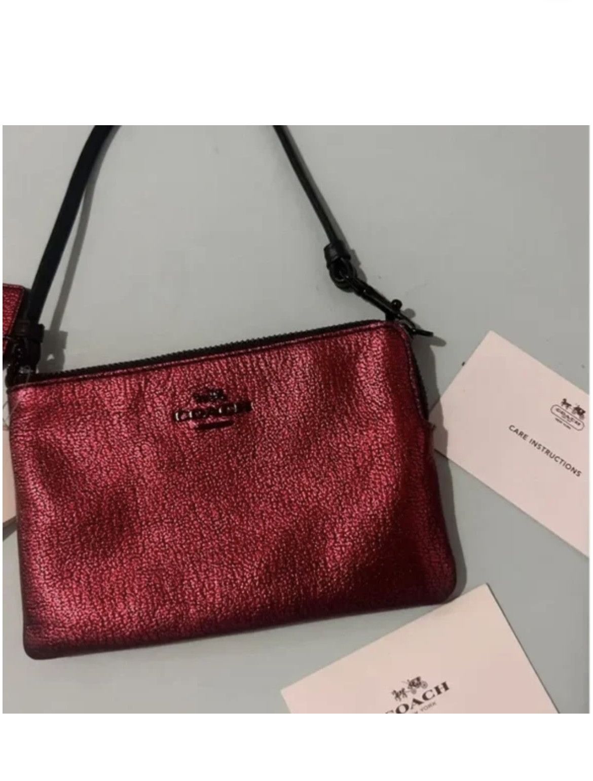 Coach COACH Red Metallic Leather Wristlet Wallet Size ONE SIZE - 4 Thumbnail