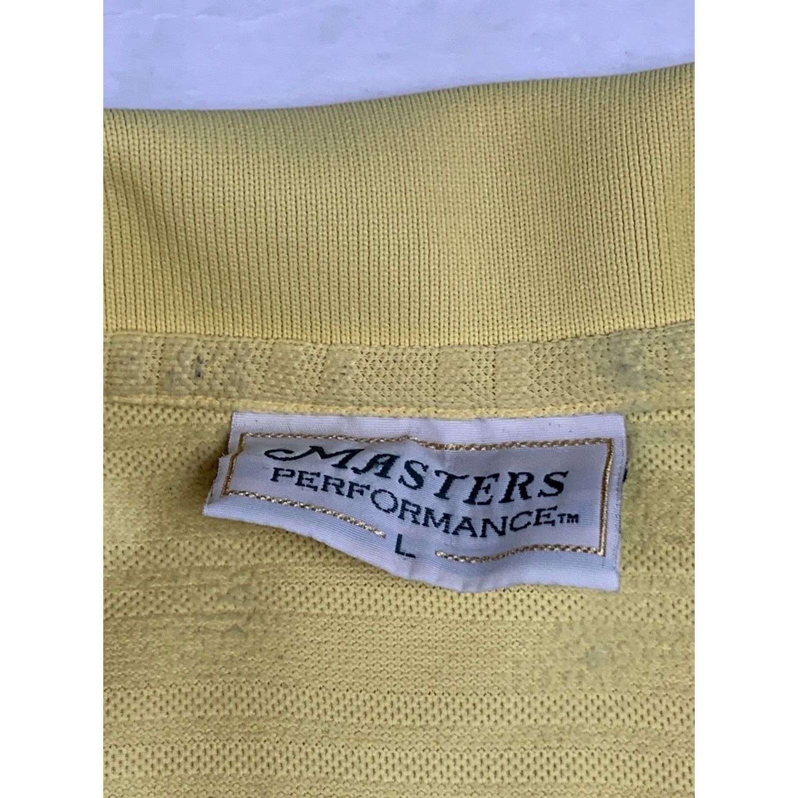 Vintage VINTAGE Masters Performance Shirt Mens L Yellow Textured Polo Golf Shirt Size US L / EU 52-54 / 3 - 5 Thumbnail