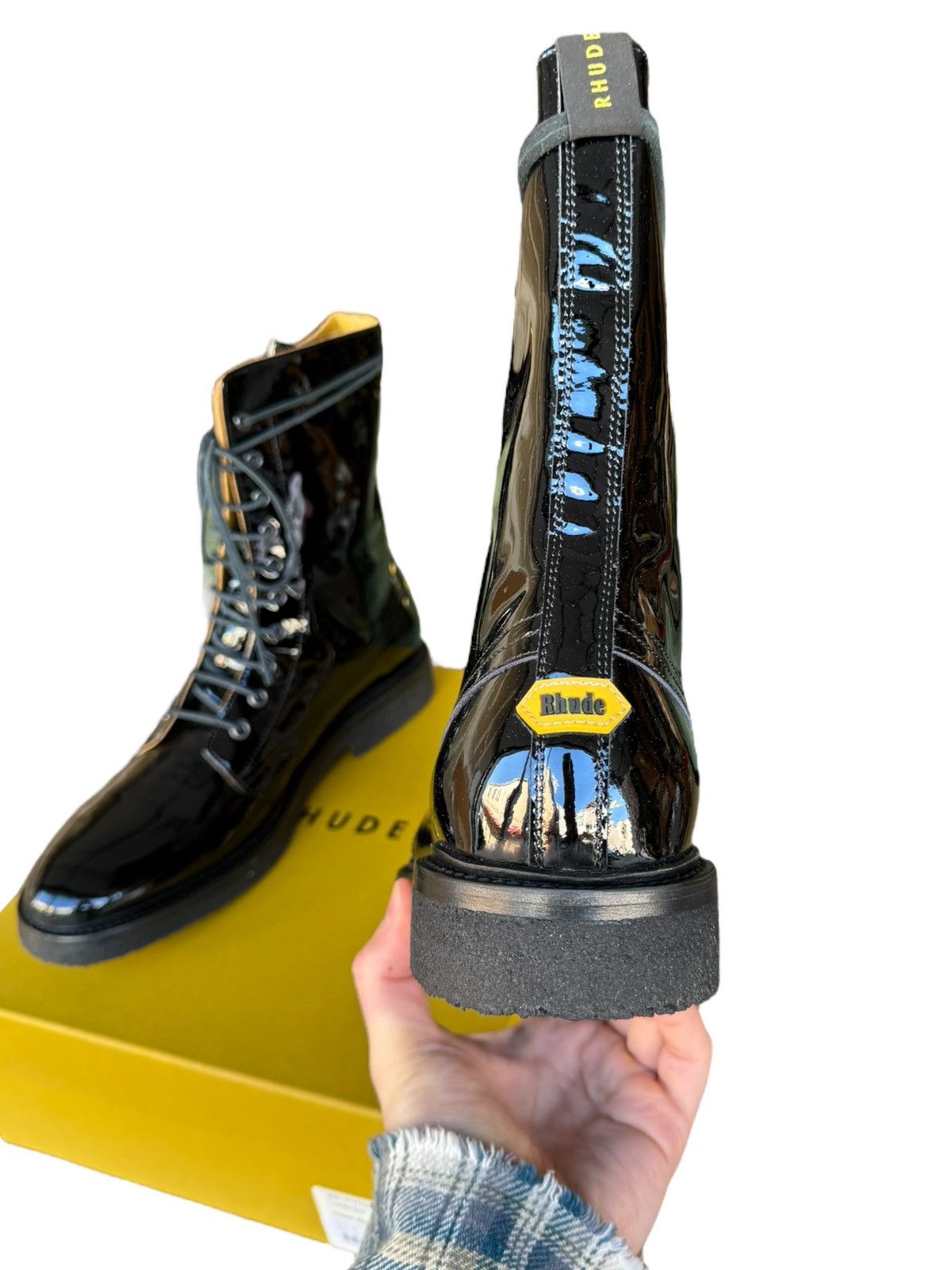 Rhude Patent Leather Combat Crepe Boot (Black) Size US 8 / EU 41 - 5 Thumbnail