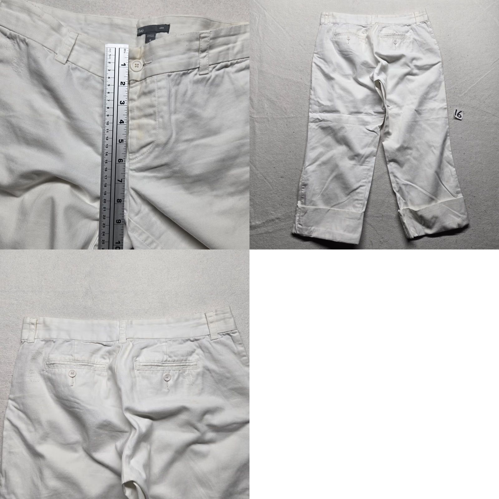 Gap Gap Pants Women Cropped Solid White Capri Flat Front Cotton Knit - Size 6, Casual, Regular Fit, Spring Summer Fall, White, 6 Mens Womens Girls Boys Size 28" / US 6 / IT 42 - 8 Thumbnail