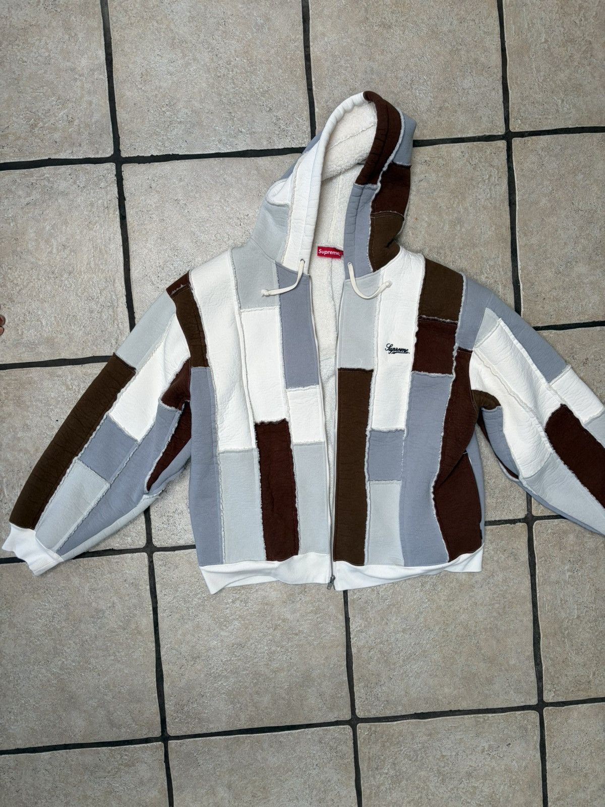 Supreme Faux Shearling Zip Up Hooded Sweatshirt