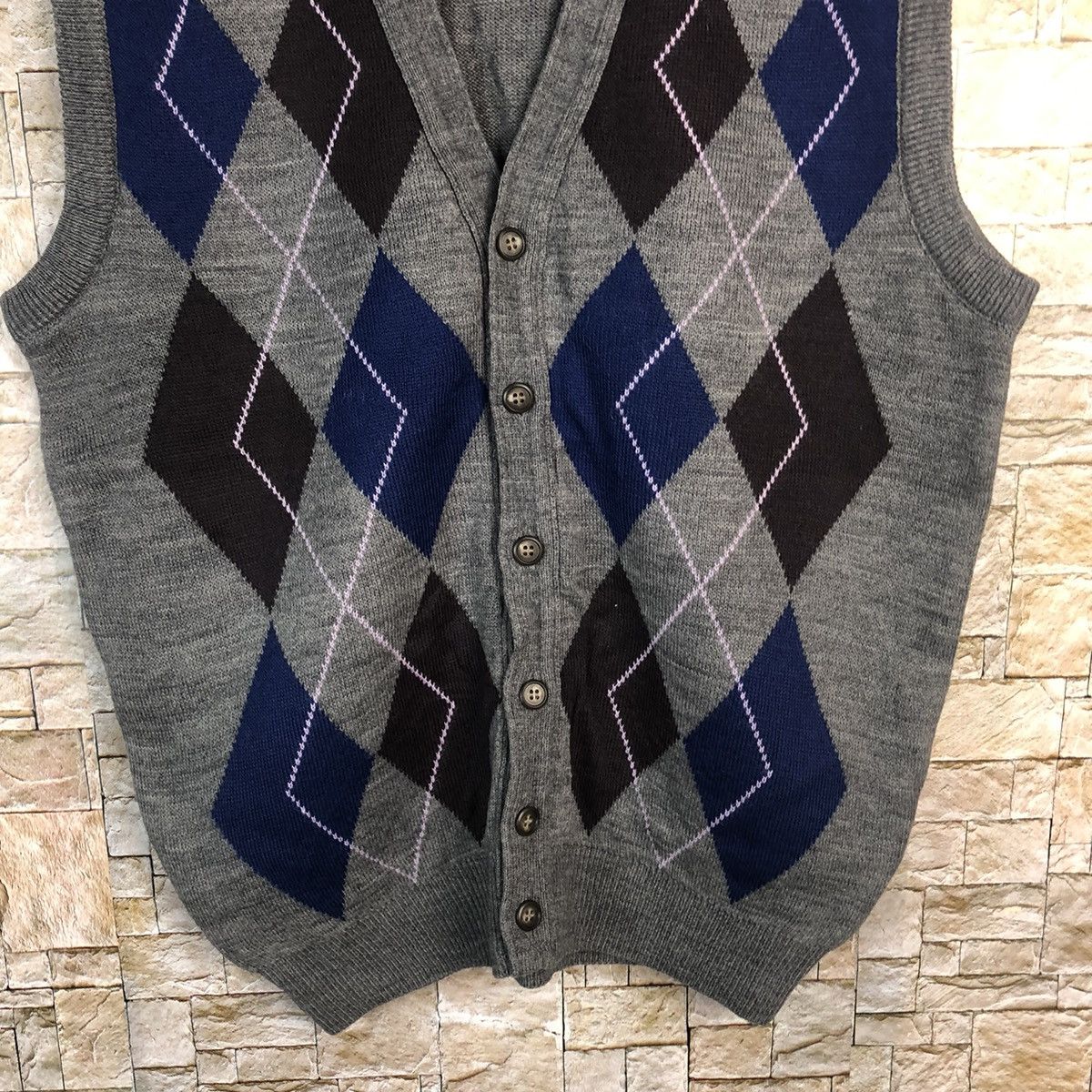 Homespun Knitwear × Japanese Brand MIj Grey art Vest Knitwear #A934 Size US M / EU 48-50 / 2 - 6 Thumbnail