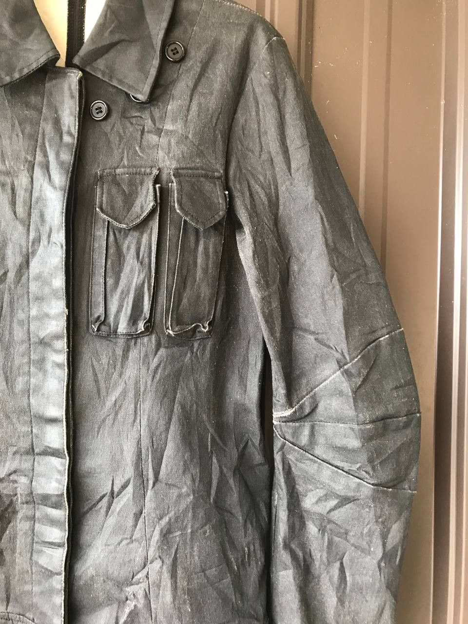 Japanese Brand H Naoto Gothic Punk Wax Jacket ifsixwasnine style Size XS / US 0-2 / IT 36-38 - 3 Thumbnail