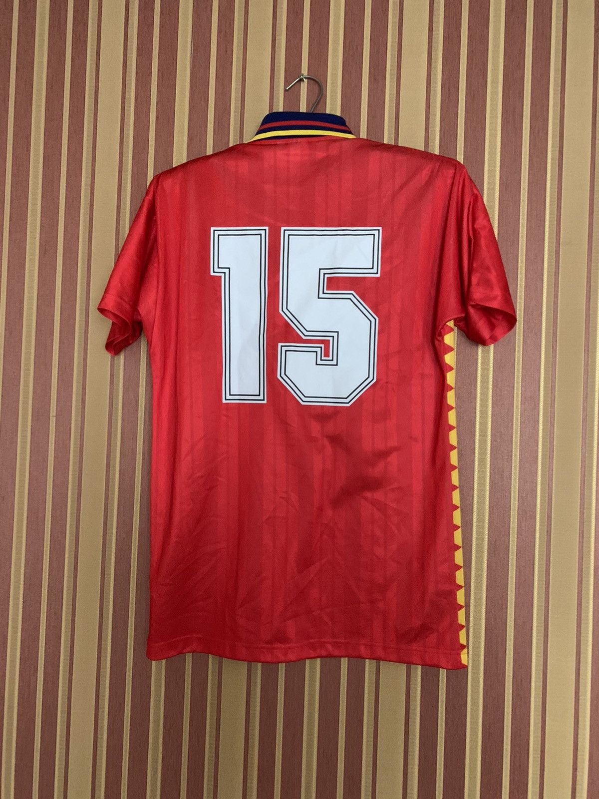 Vintage Adidas Spain Jersey 1994 Style Soccer Home Euro Caminero #15 Size US S / EU 44-46 / 1 - 7 Thumbnail