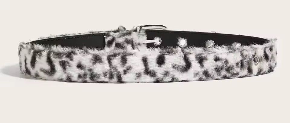 Japanese Brand Y2K Grunge Fluffy Fur Leopard Print Grommet Belt Size ONE SIZE - 2 Thumbnail