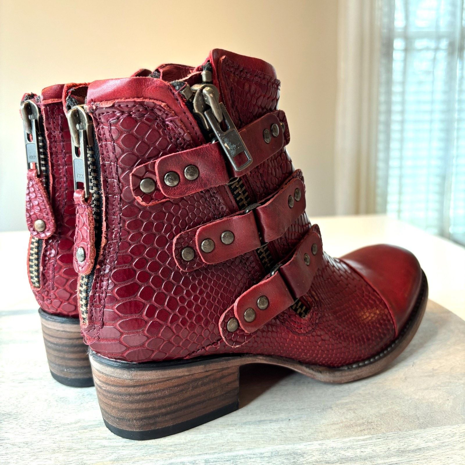 FREEBIRD Freebird Grecko Boots Sz 8 Red Croc Snake Leather Boots Size US 8 / IT 38 - 6 Thumbnail
