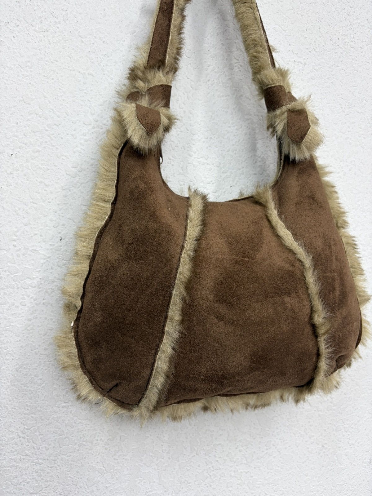 If Six Was Nine Vintage Shearling Fur Leather Shoulder Bag Y2K Boho Suede Size ONE SIZE - 2 Thumbnail