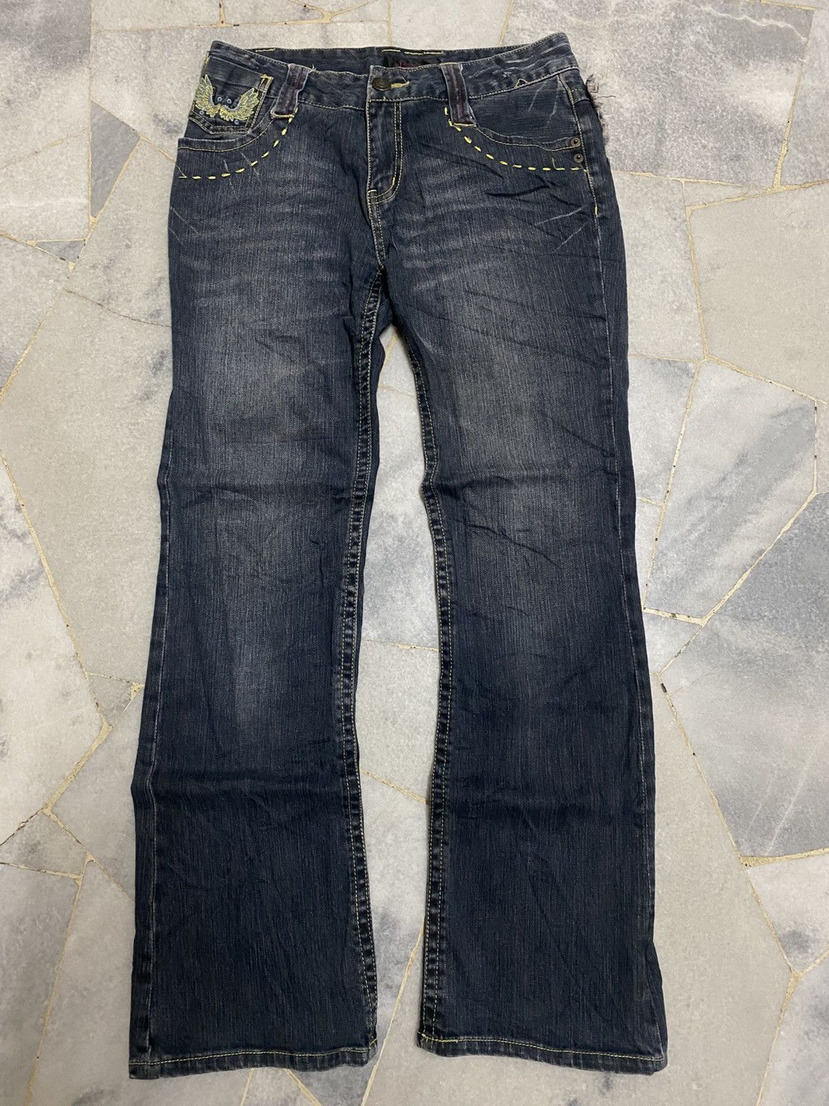 Japanese Brand Vintage Embroidered Wing Denim Jeans (Y2K Style) Size 30" / US 8 / IT 44 - 13 Thumbnail