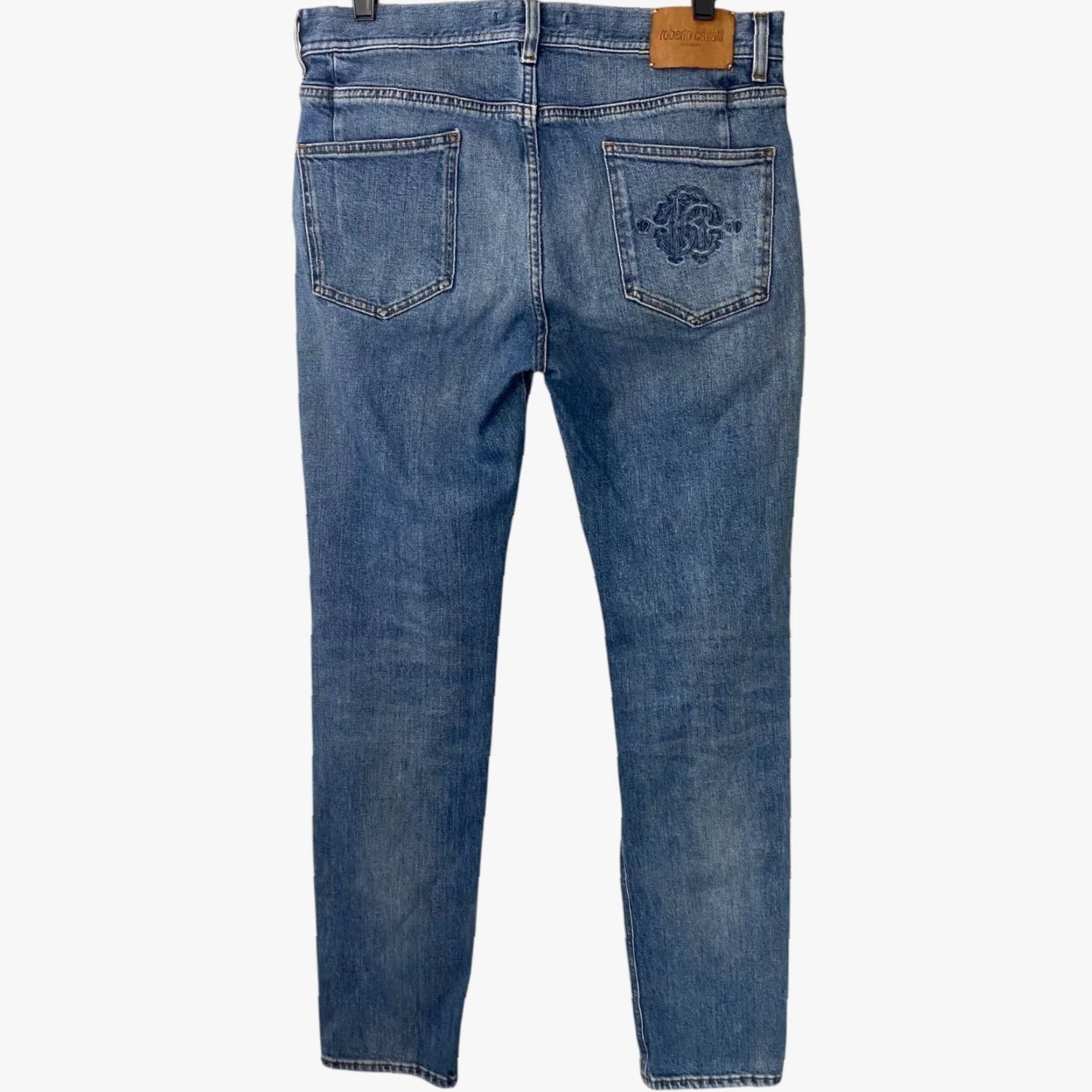 Roberto Cavalli VINTAGE Roberto Cavalli Firenze Slim-Fit Denim Jeans Blue Light Wash Men 32 Inseam 32 5-Pocket City Logo Designer Italy Size US 32 / EU 48 - 4 Thumbnail