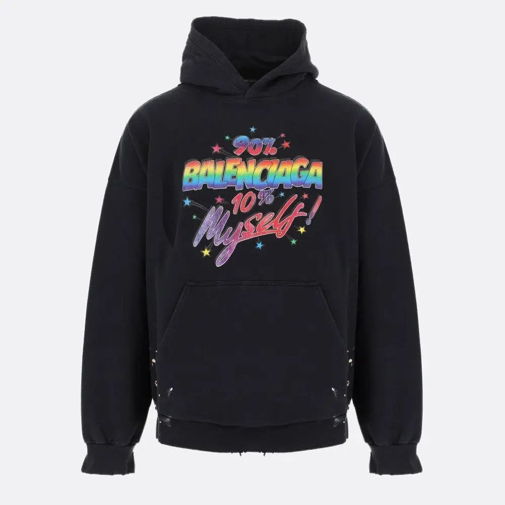 image of Balenciaga O1Mt1Gz0524 90/10 Hoodie Wide Fit In Black, Men's (Size 2XL)
