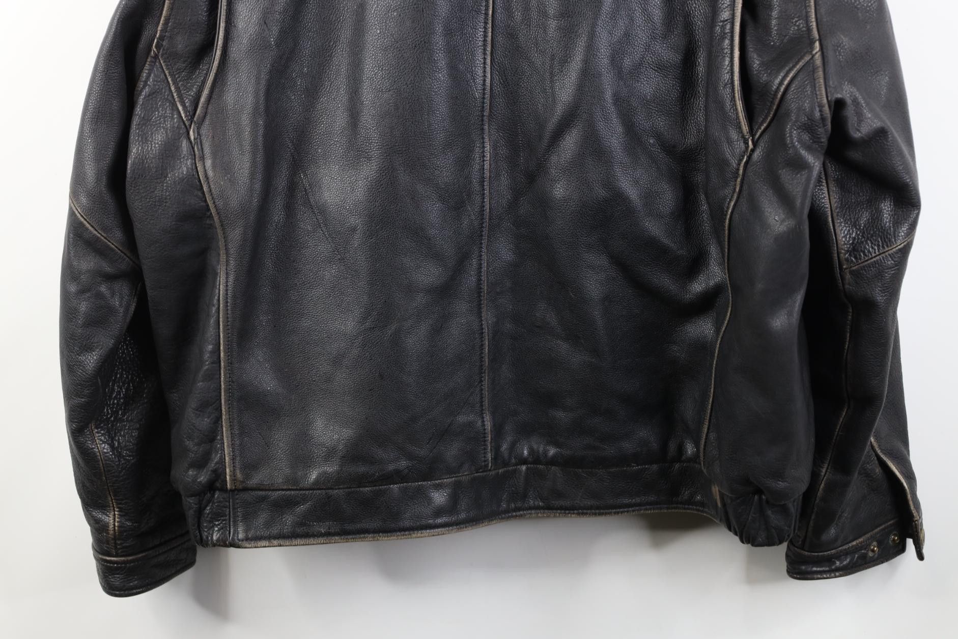 Vintage Vintage 90s Y2K Streetwear Leather Bomber Jacket Black Size US XL / EU 56 / 4 - 18 Thumbnail