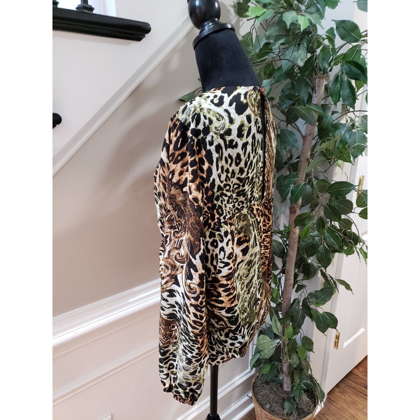 Other Dots Polyester V-Neck Long Sleeve Casual Top Blouse Size L Size L / US 10 / IT 46 - 6 Thumbnail