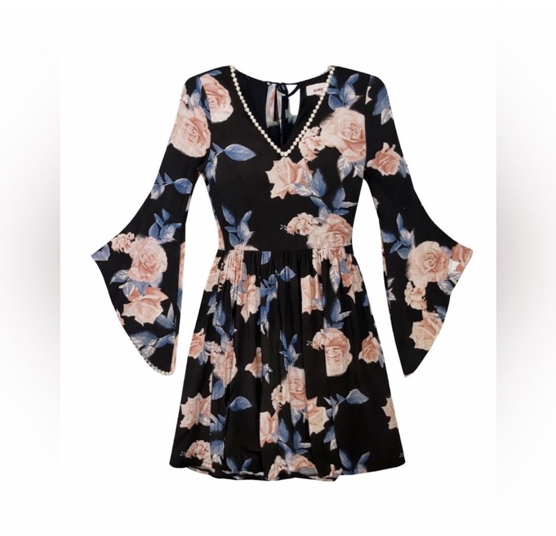 Other V Neck Bell Long Sleeve Flowy Back Floral Multi Occasion Size S / US 4 / IT 40 - 3 Thumbnail