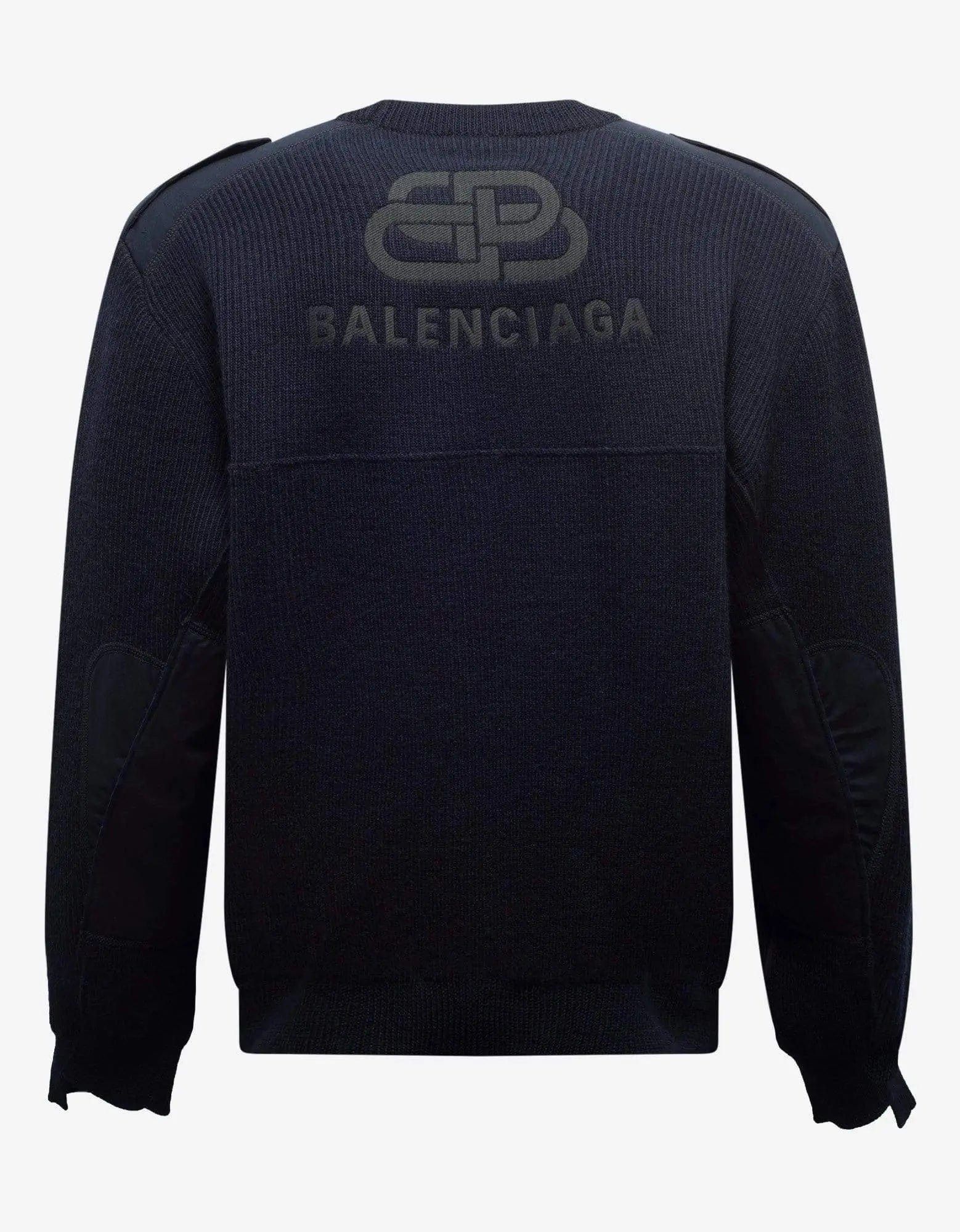 Balenciaga Balenciaga Navy Blue Logo Panelled Sweater Size US L / EU 52-54 / 3 - 2 Thumbnail