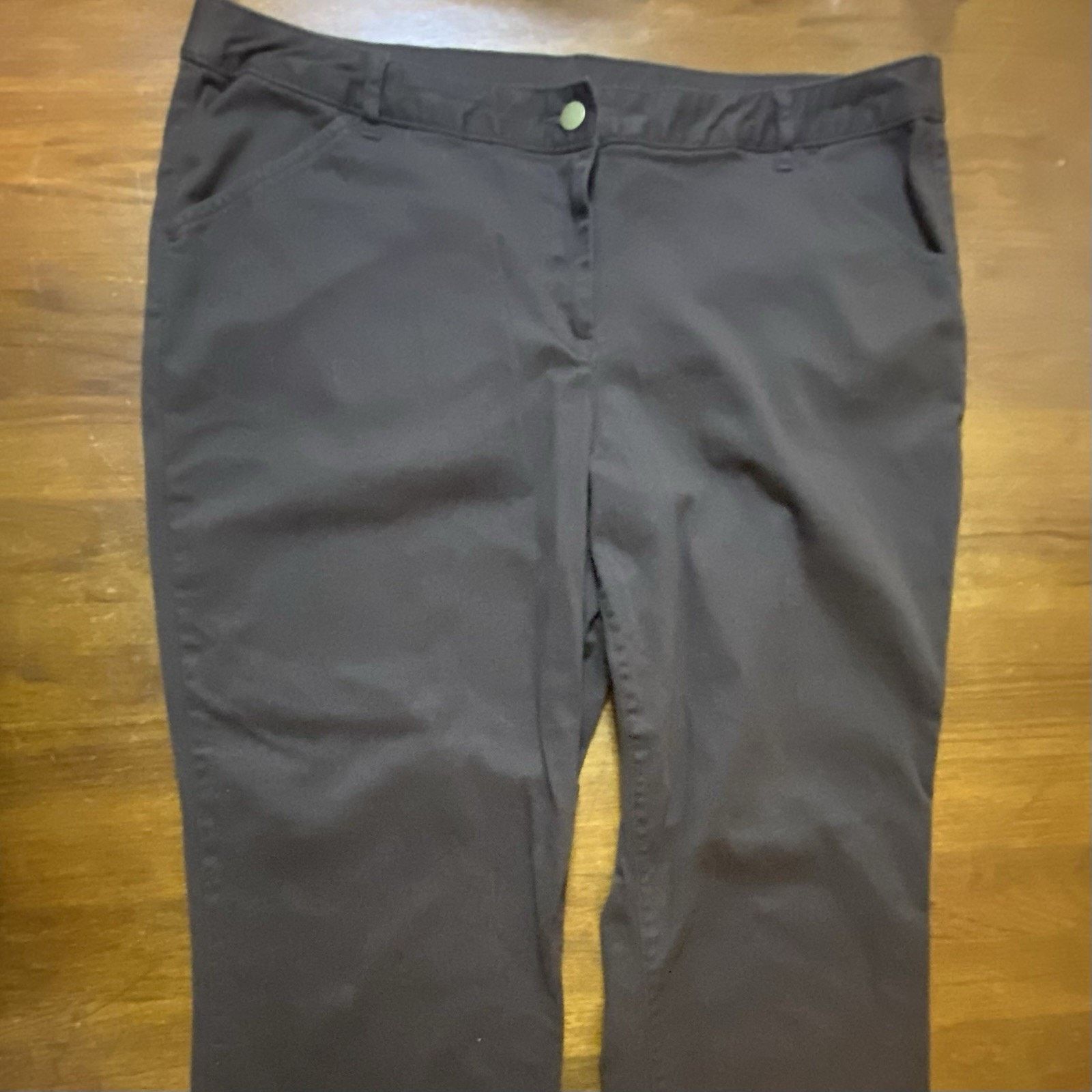& Other Stories Womans 16 Petite White Stag Brown Straight Leg Pants Stretch Size 36" / US 14 / IT 50 - 2 Thumbnail
