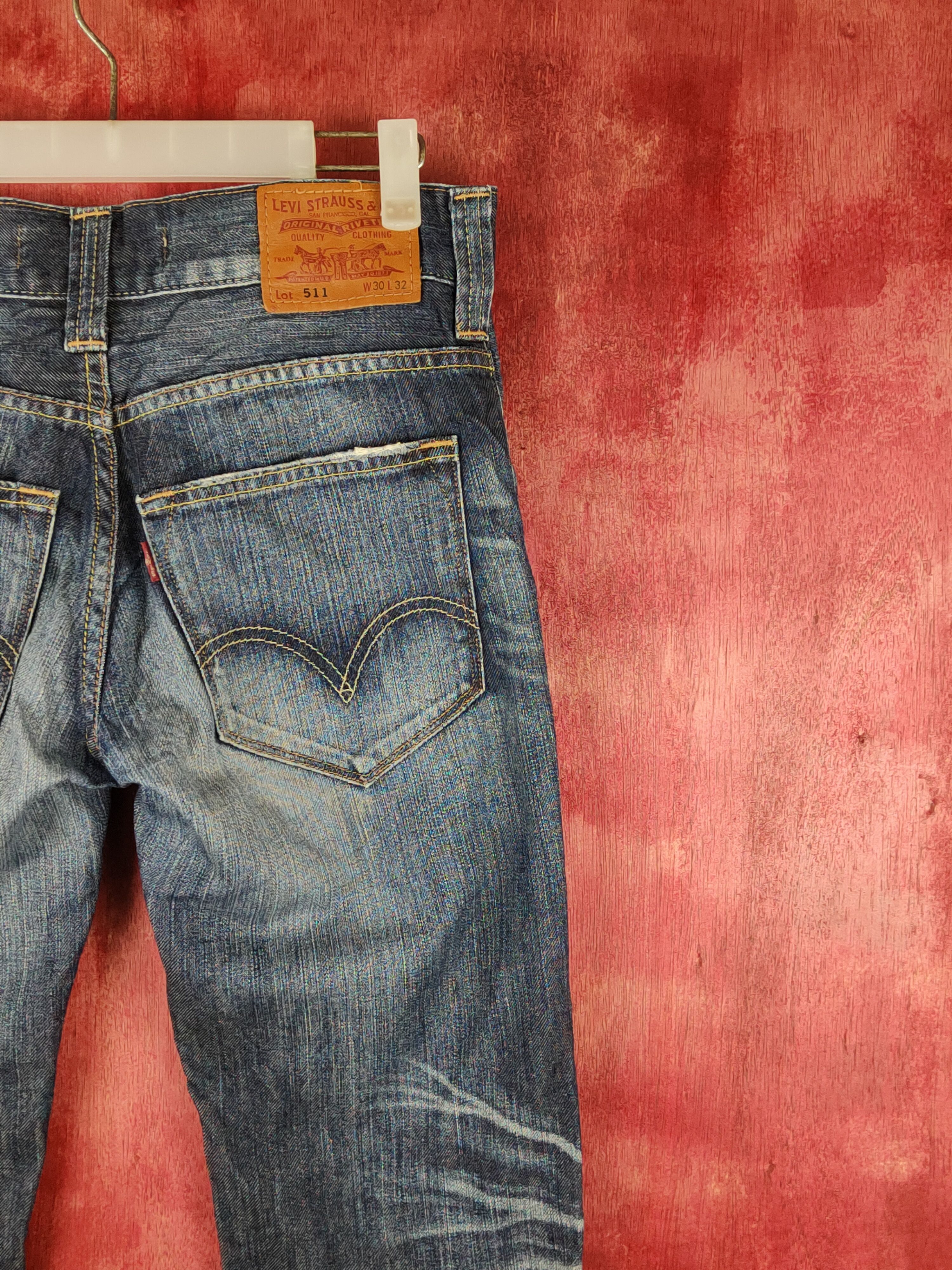Levi's 511 Levi's Dark Blue Distressed ripped vintage Denim #S1534 Size US 30 / EU 46 - 13 Thumbnail